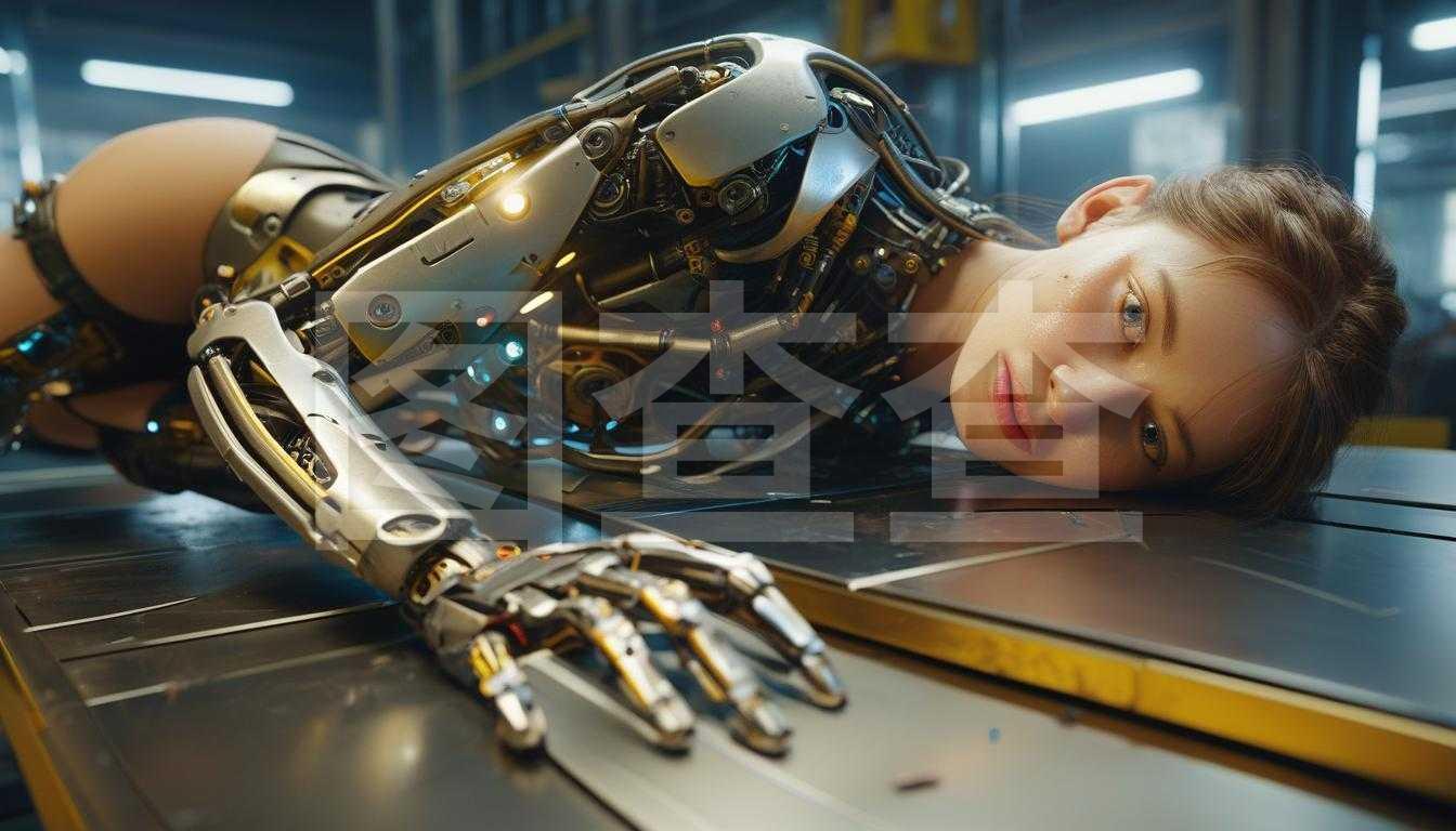 科幻工廠女機(jī)械人修復(fù)